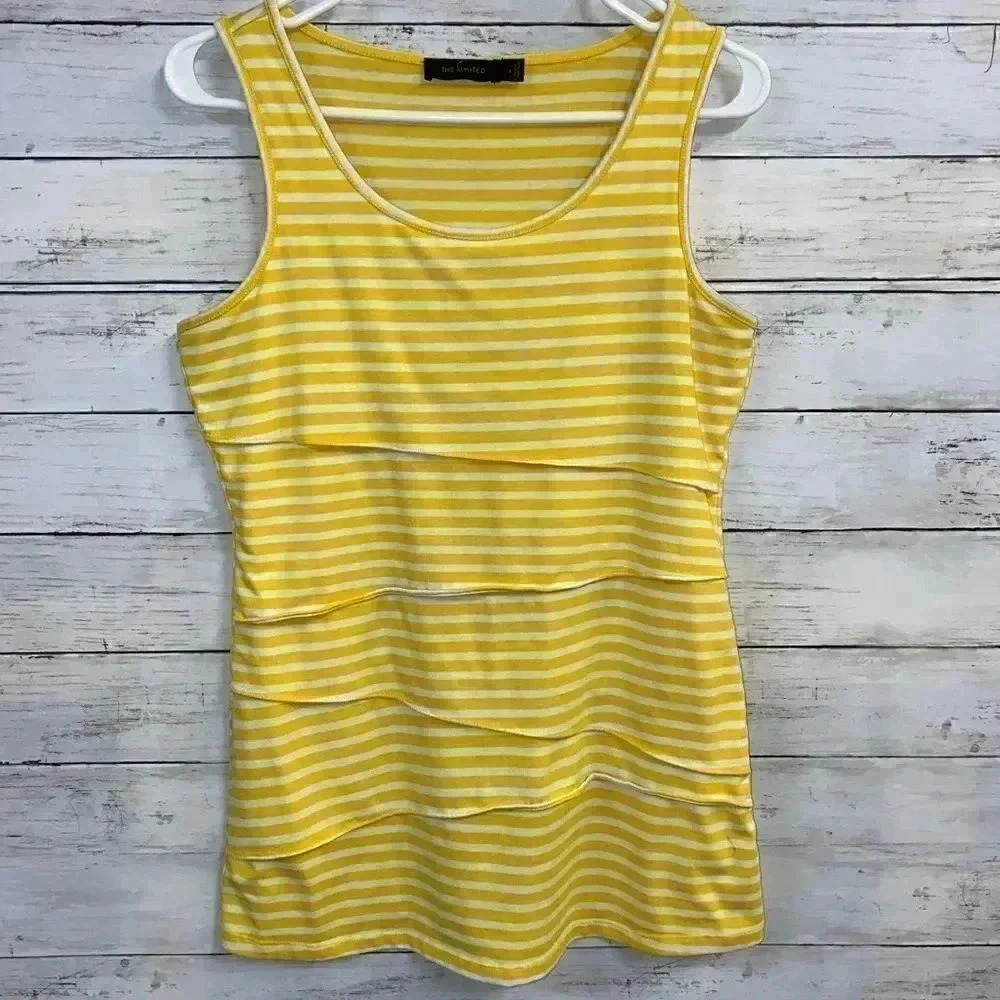 The Limited  Yellow White Stripe Sleeveless Top